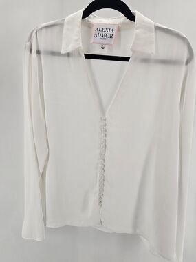 Alexia Admor | Lori V-Neck Button Front Blouse Ivory Size Large
